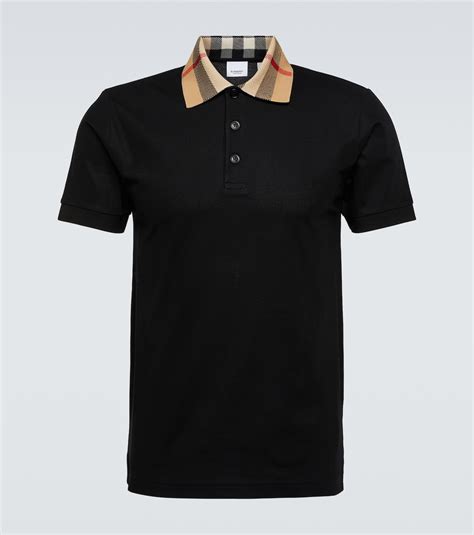 mens black polo burberry|burberry piqué polo shirt.